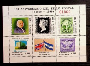 SALVADOR Sc 1247 NH MINISHEET OF 1990 - R.HILL - STAMPS-ON-STAMPS