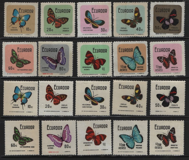 ECUADOR    789-804,C461-C464  SET BUTTERFLIES (20)