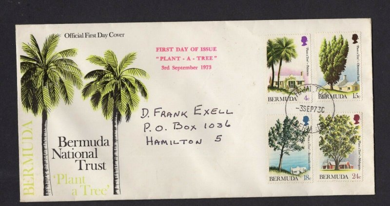 Bermuda  #298-301  (1973 National Trust set) addressed P.O. Official cachet FDC