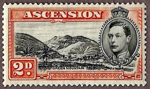 Ascension Island #43b, MNH - 1938 - GVI, 2d, Green Mountain - CV=$8.00