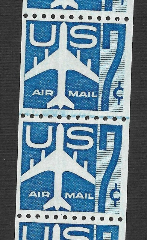 Doyle's_Stamps: 1958 Small Holes Coil Strip/LPr 7c Airmail Jets  #C52**