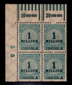 Germany Scott 281 MNH** Upper left  hyper inflation stamp block