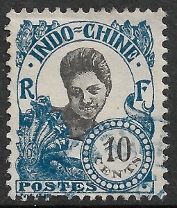 Indo-China Stamp - #107/A13 10c Blue & Black Canc/LH 1922 