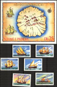 Sao Tome and Principe 1979 Sailing Ships Maps Set of 6 +S/S MNH