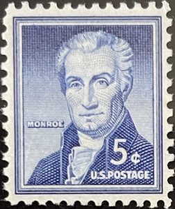 Scott #1038 1954 5¢ Liberty Series James Monroe MNH OG VF