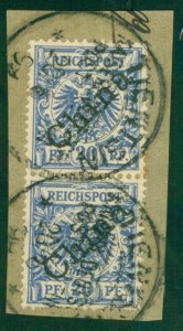 GERMANY OFFICE IN CHINA 4a USED PAIR ON PIECE (RL) 3066 CV $29.00 BIN $13.50