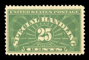 United States, Special Handling #QE4 Cat$37.50, 1925 25c deep green, never hi...