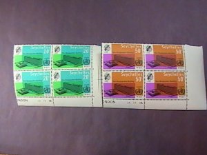 SEYCHELLES # 228-229-MINT/NEVER HINGED-COMPLETE SET OF PLATE # BLOCKS OF 4--1966