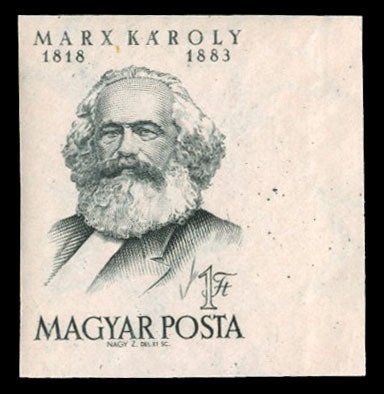 Hungary #1042 Cat$30, 1953 Marx, imperf. sheet margin single, never hinged