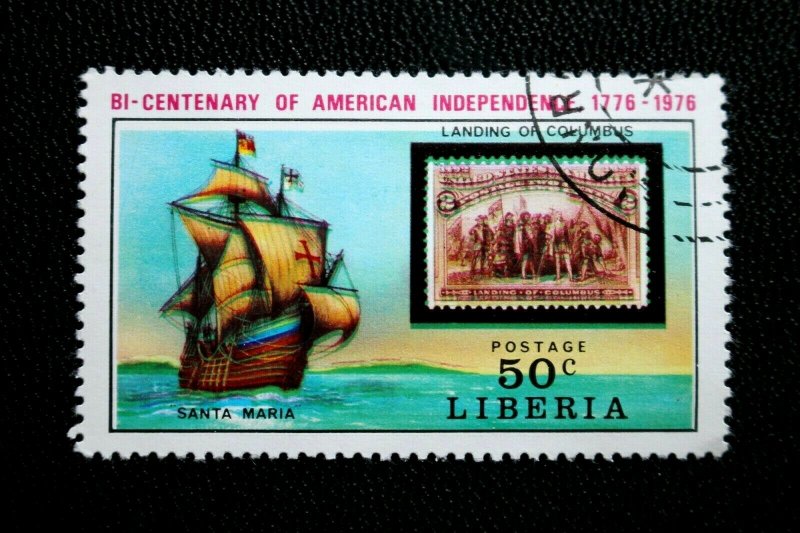 Liberia Error - EFO Stamp Sc# 708 Used Major Color Shift Blurry Stamp 1976