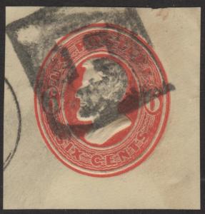 SC#U182 6¢ Lincoln Cut Square (1874) Used