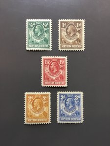 Northern Rhodesia 1-5 F-VF MH. Scott $ 16.75