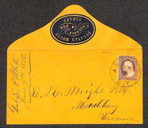 USA 11 STAMP DELAVAN HOUSE HOTEL ALBANY NEW YORK CAMEO AD COVER 1856 FF