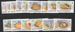 MONTSERRAT SGO76/90 1989 O.H.M.S.OFFICIALS STAMPS SHELLS MNH 