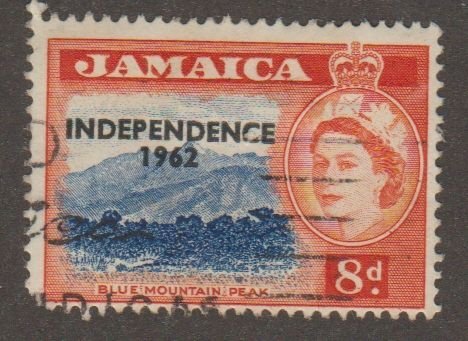 Jamaica - Scott # 167 Queen Elizabeth II and Blue Mountain Pk with ovprnt - used