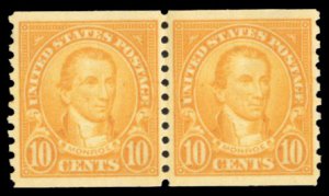 United States, 1910-30 #602 Cat$16, 1924 10c orange, horizontal pair, never h...