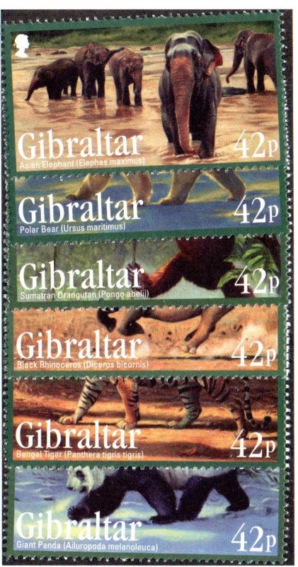 GIBRALTAR 1284-9 MNH SCV $10.00 BIN $6.00 ANIMALS
