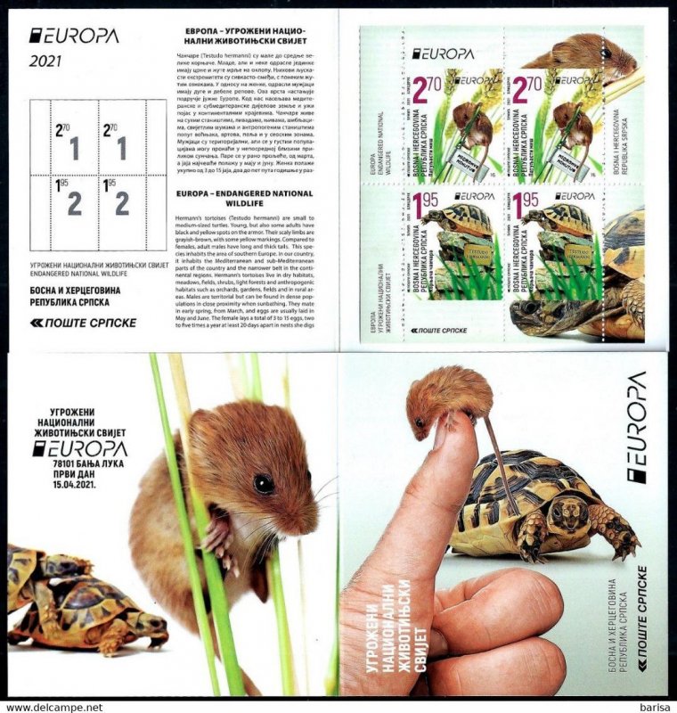 Bosnia and Herzegovina Stamps 2021 MNH** - Endangered National Wildlife. Booklet