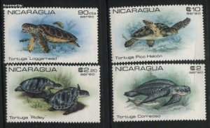 Nicaragua 1980, Turtles 4v, without overprints, RARE!, MNH