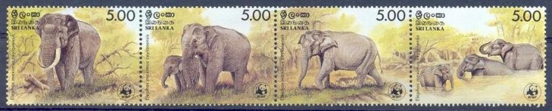 1986 Sri Lanka Scott 803 Elephants and WWF MNH