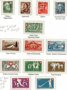 Switzerland B120-B123 Set Used, B146-B149 MH, B202-B205 MNH