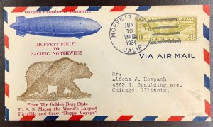 C17 USS Macon California Bear Moffet Field to Pacific Northwest 1934 Cover 