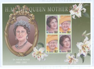 St. Kitts #549 Mint (NH) Souvenir Sheet (Flora) (Flowers) (Queen) (Royalty)