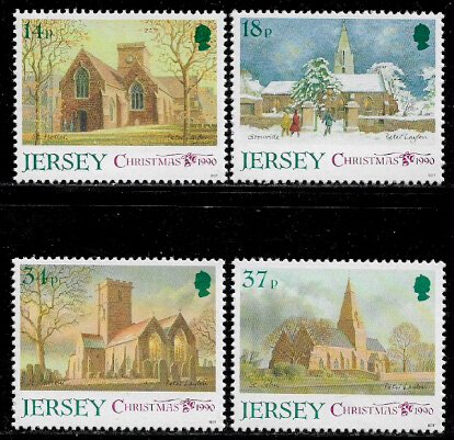 Jersey 1990 ,Christmas ,Churches MNH Set # 549-552