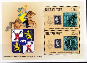 Bhutan 1990 The Regular Issue Mini-Sheet of 2 from the London Expo series VF/NH