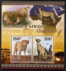 DJIBUTI - 2013 - Animals of Africa, Cheetahs - Perf 2v Sheet - Mint Never Hinged