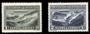 Liechtenstein #C7-8 Cat$565, 1931 Zeppelin, set of two, never hinged