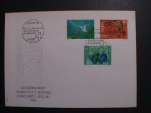 ​SWITZERLAND-1992 SC#911-3 CENT.INTL.RHINE REGULATION MNH FDC VERY FINE.