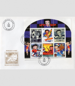 Niger 1999 BETTY BOOP Sheet Perforated in official FDC