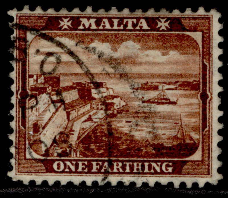 MALTA EDVII SG45w, ¼d red brown, FINE USED.