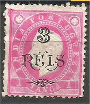 PORTUGUESE INDIA, 1902, MH 3r on 1t Surcharged Scott 227