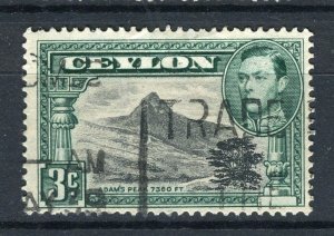 CEYLON; 1938-40s early GVI pictorial issue fine used shade of 3c. value
