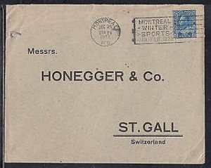 Canada Scott 117 - Dec 21, 1922 Montreal, QC Cover to Switzweland