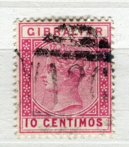 GIBRALTAR; 1880s early classic QV issue fine used 10c. POSTMARK value