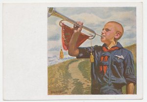 Postal stationery Soviet Union 1929 Scout - Trumpet