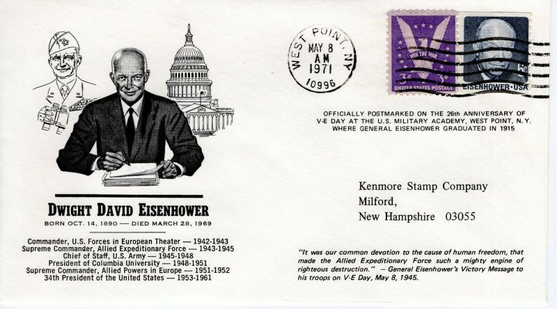 DWIGHT D EISENHOWER, ANNIVERSARIES, WEST POINT, NY 1971   FDC12557