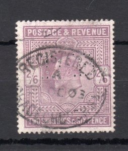 EDWARD VII 2/6 USED WITH 'D B' PERFIN