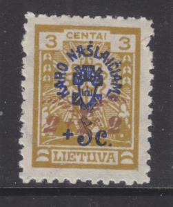 LITHUANIA, 1926 War Invalid's Fund, 2c.+2c. on 3c.+3c., heavy hinged mint.