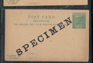 MALAYA SELANGOR COVER (P1909BB) 1C TIGER   PSC UNUSED  SPECIMEN  #1 