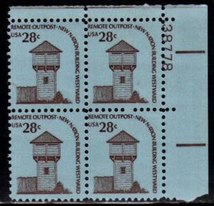 #1604 Fort Nisqually Plate Block PL# 38778  UR - MNH (Shiney Gum)