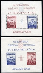 Croatia #B11-12 (Mi. Block 1-2) Cat€200, 1942 Aviation Exposition. perf. an...