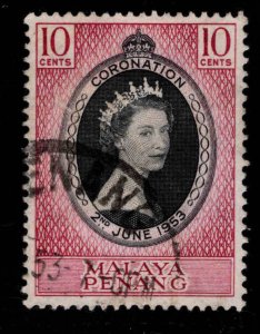 MALAYA Penang Scott 27 Used 1953 Coronation stamp