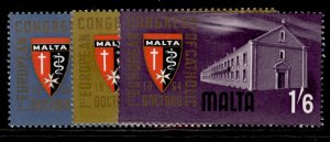 MALTA QEII SG318-320, 1964 catholic doctors congress set, LH MINT.