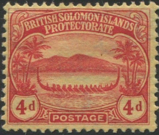 Solomon Islands 1908 SG11a 4d red/yellow Canoe MNH