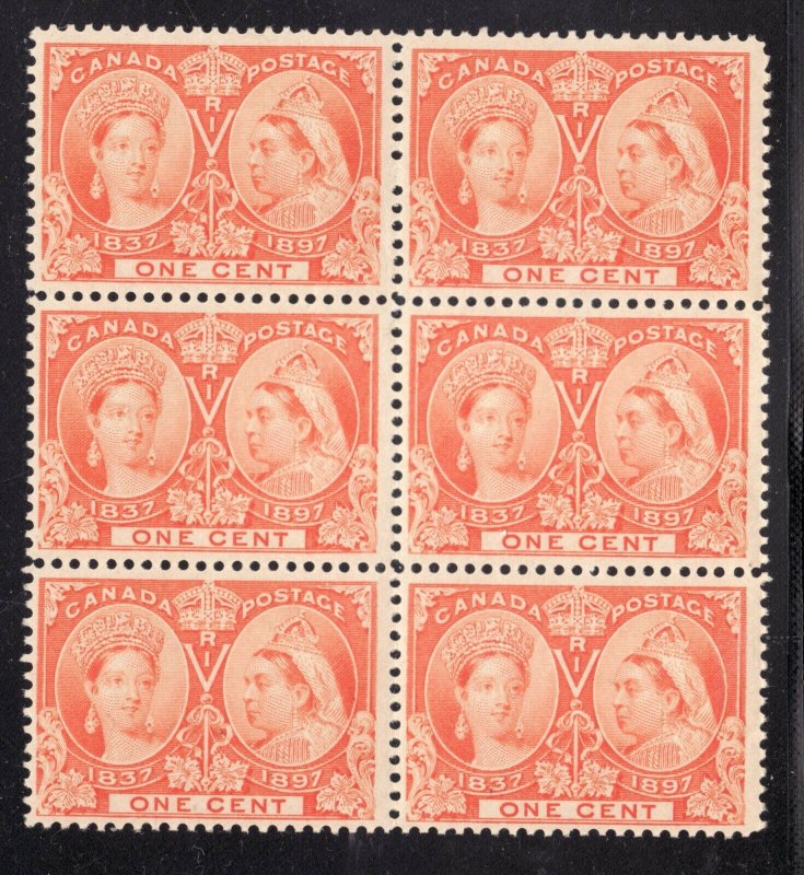 Sc# 51 - Canada - 1897 - Beautiful 1¢ Jubilee block - MNH - superfleas - cv$450