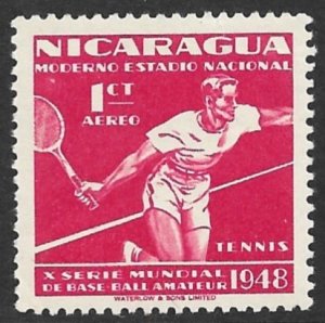 NICARAGUA 1949 1c TENNIS Sports Airmail Issue Sc C296 MLH